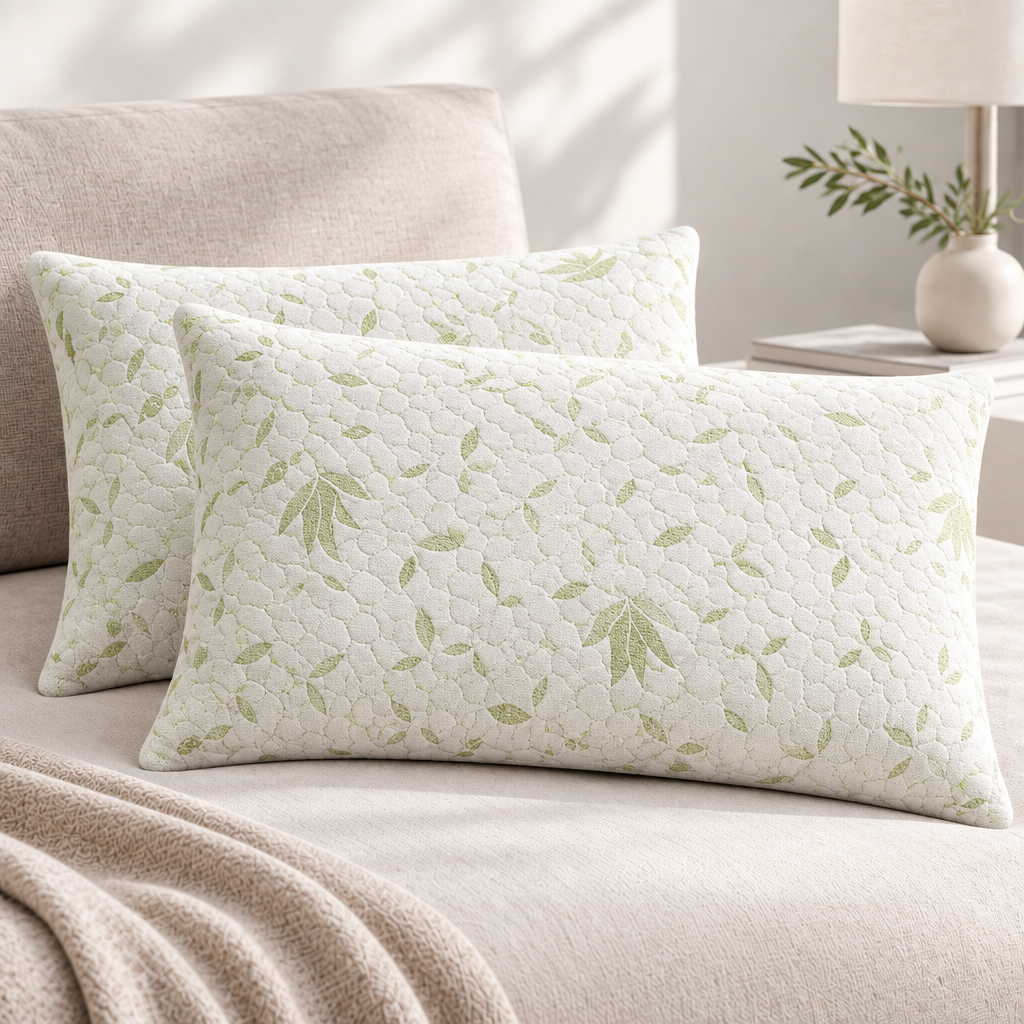 Guanciale con federa in aloe vera in stile minimal di lusso