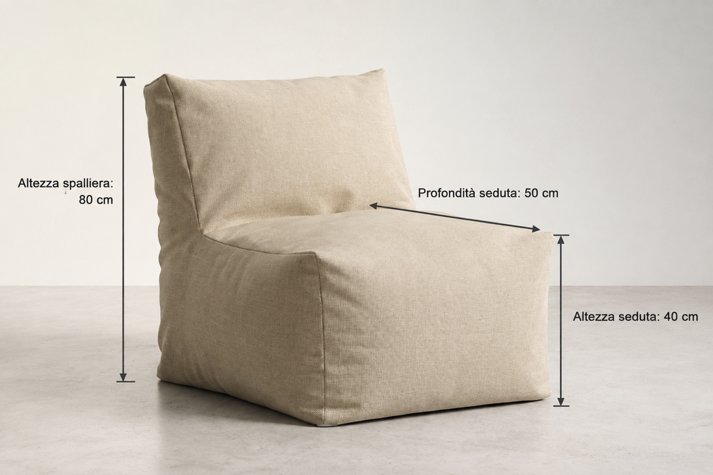 Sedia con altezza spalliera 80 cm, altezza seduta 40 cm e profondità seduta 50 cm